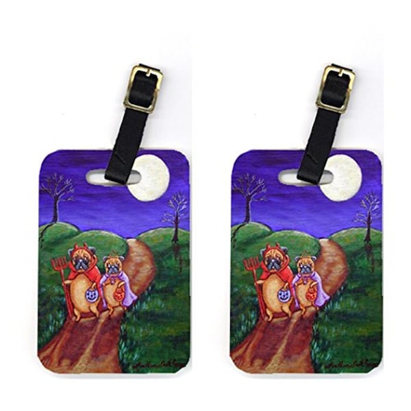 Carolines Treasures Pair of 2 Trick or Treat Halloween Pug Luggage Tags 7281BT - main